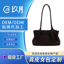 跨境新款复古枕头包定制高级感轻奢真皮女包包单肩包手提包小拎包
