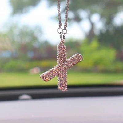High-End Letter Car Pendant for Car hanging - x-letter-car-pendant-ab-color-transparent-diamond