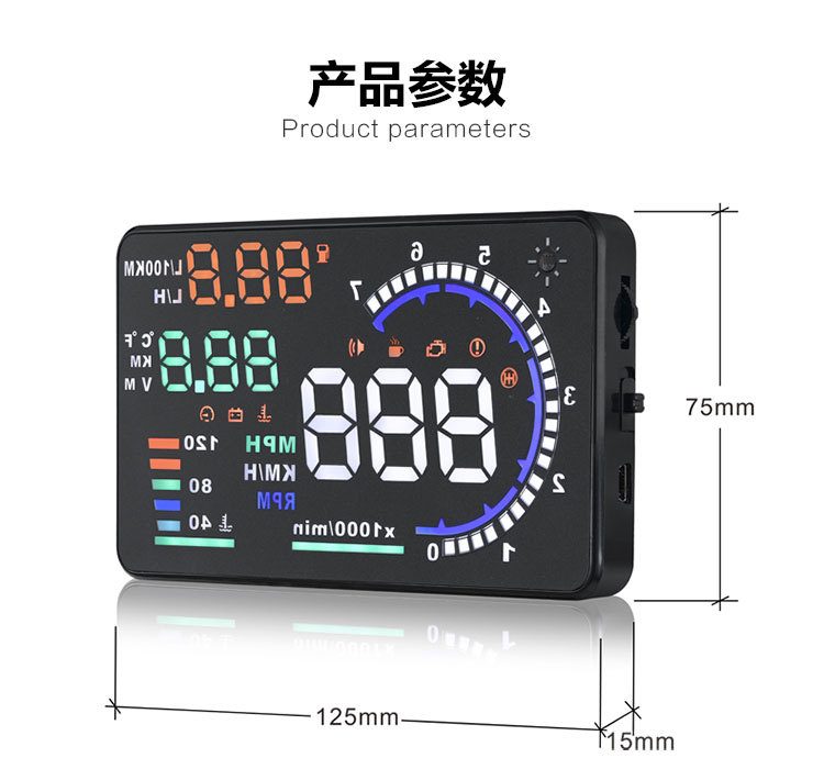 Weiying Intelligent Hud Head-Up Display A8 Car Obd Projector High-Definition Speedometer Multi-Function Universal