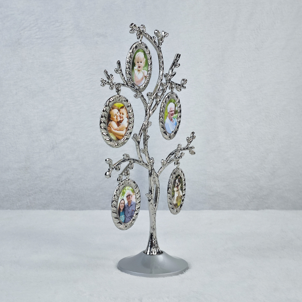 Impresión de transferencia térmica de alta calidad de metal árbol de familia marco de fotos DIY personalizado consumibles en blanco al por mayor