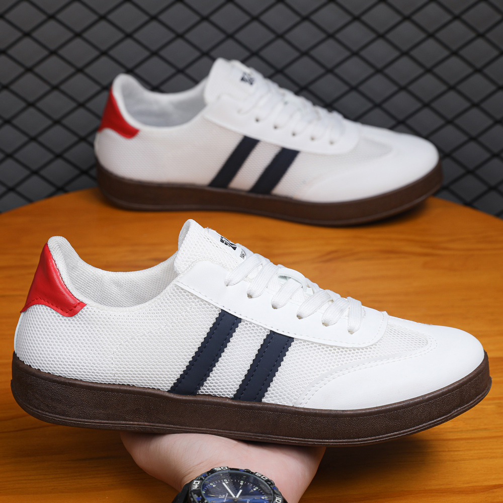 Zapatos de hombre de verano mallas transpirables zapatos de entrenamiento para hombres retrógrados rayas zapatos casuales de moda plana zapatos de skate al por mayor