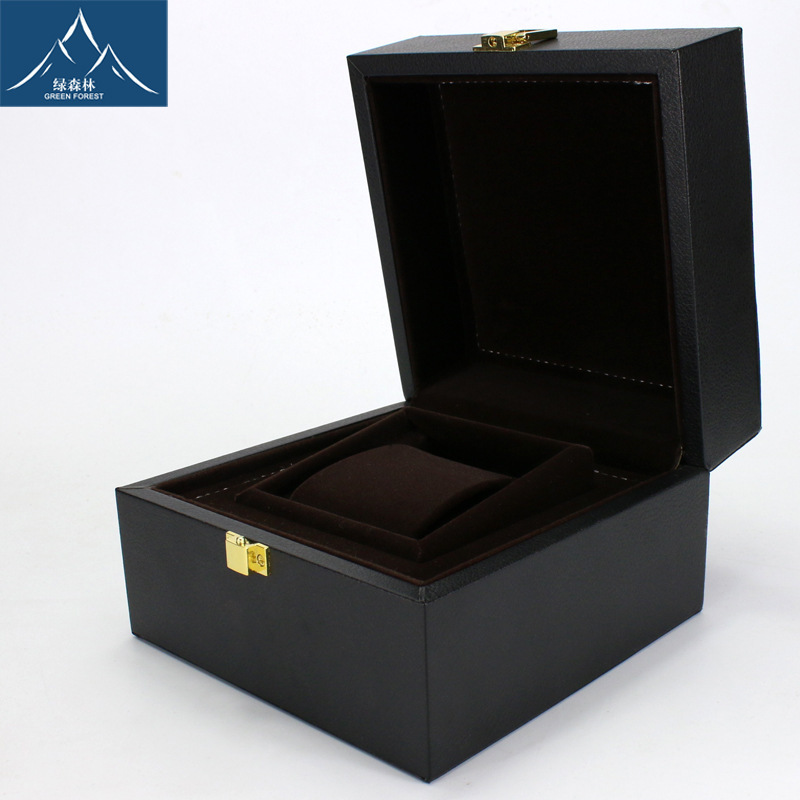 厂家直供现货批发耳钉收纳盒高档pu皮手表盒子包装盒翻盖式手表盒