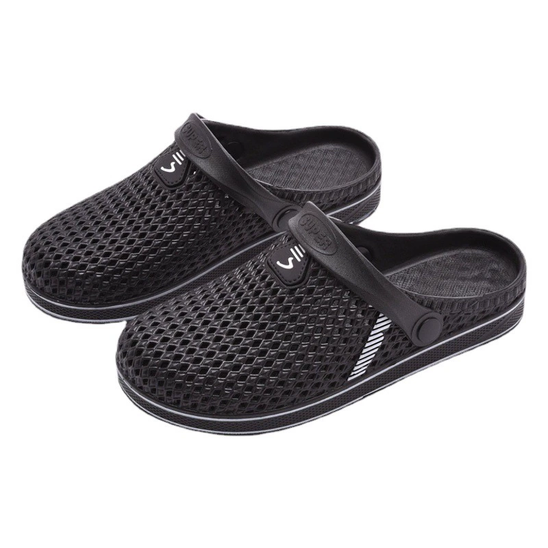 Мужские летние закрытые шлепанцы 2023 года, удобные сандалии двойного назначения для улицы, оптовые нескользящие дышащие пляжные туфли на толстой подошве, закрывающие стопу.