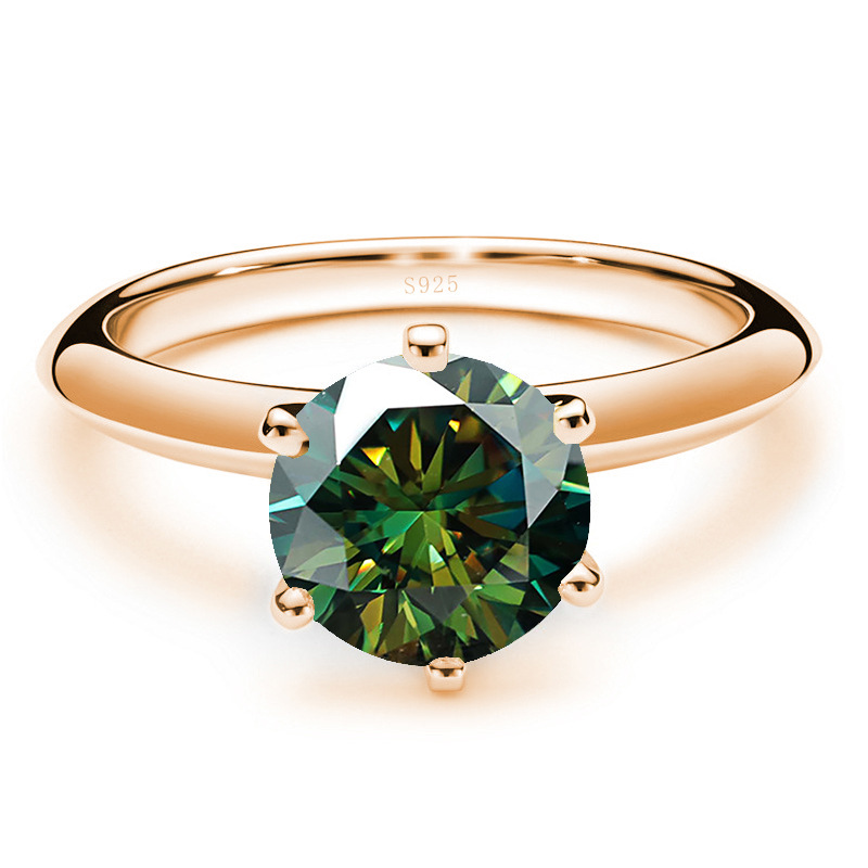Comercio exterior transfronterizo clásico seis garras D color anillo de piedra de moissanita mujer S925 plata chapado en oro de 18k joyas de mano al por mayor