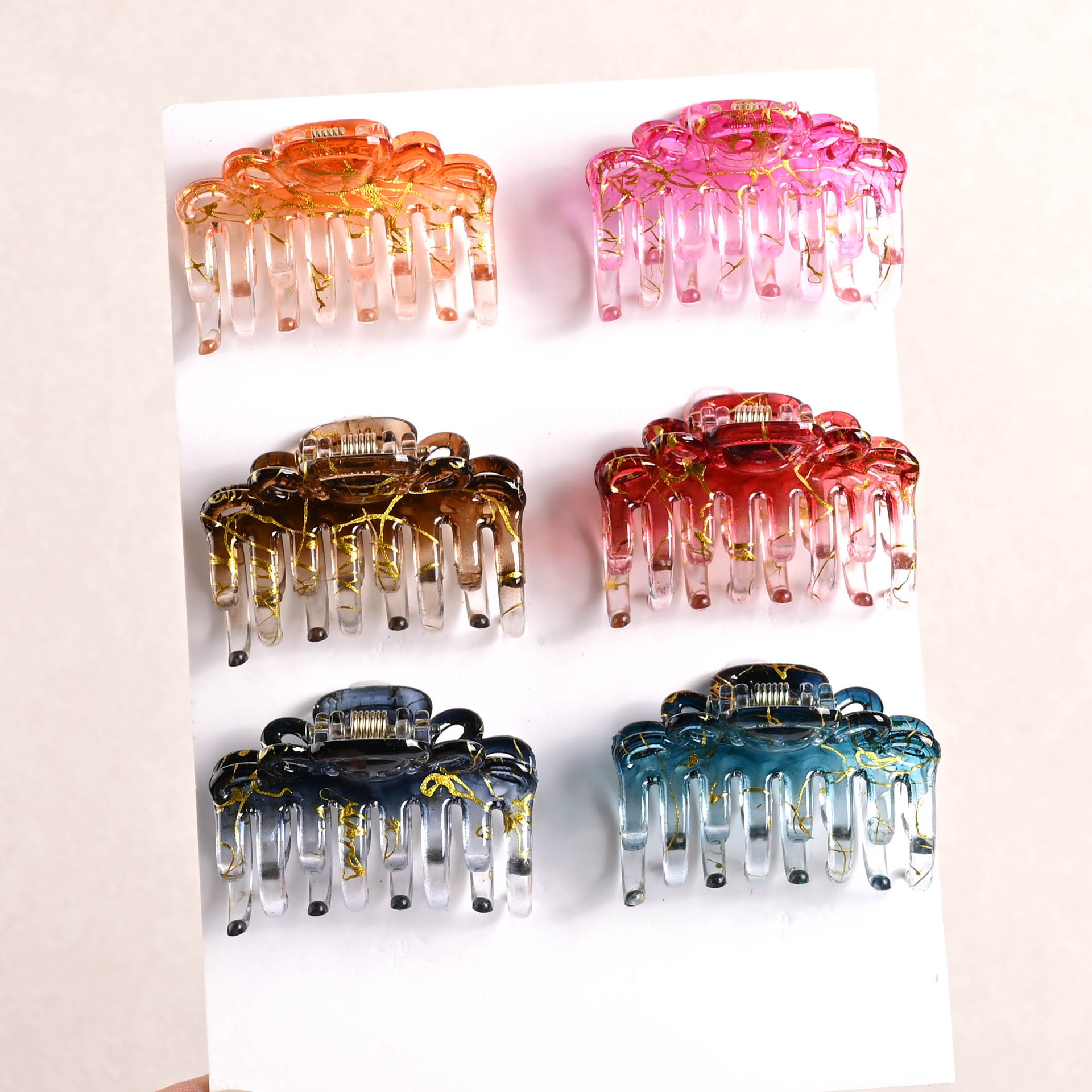 Graffiti Lace Hair Claw Clip With Double Row Teeth For Women_voghion.com