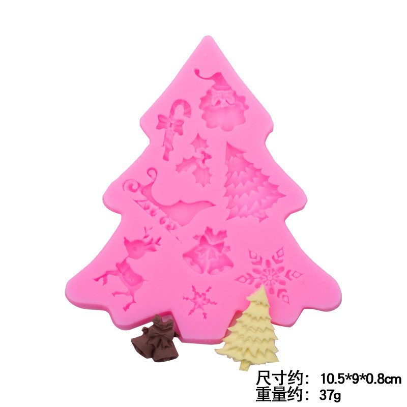 Navidad serie árbol de Navidad Santa Claus modelado molde de silicona fondant cake decoración bricolaje creativo molde para hornear