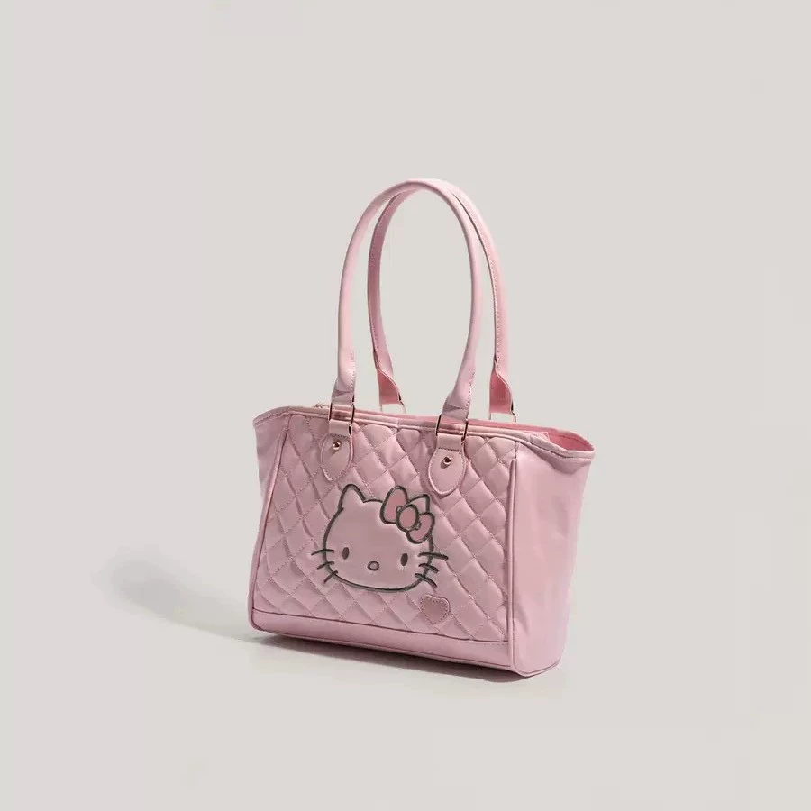 Сумка ручная через плечо (Sanrio) Hello Kitty, ромбовидная стёганая, розовая, 30×11×22 см
