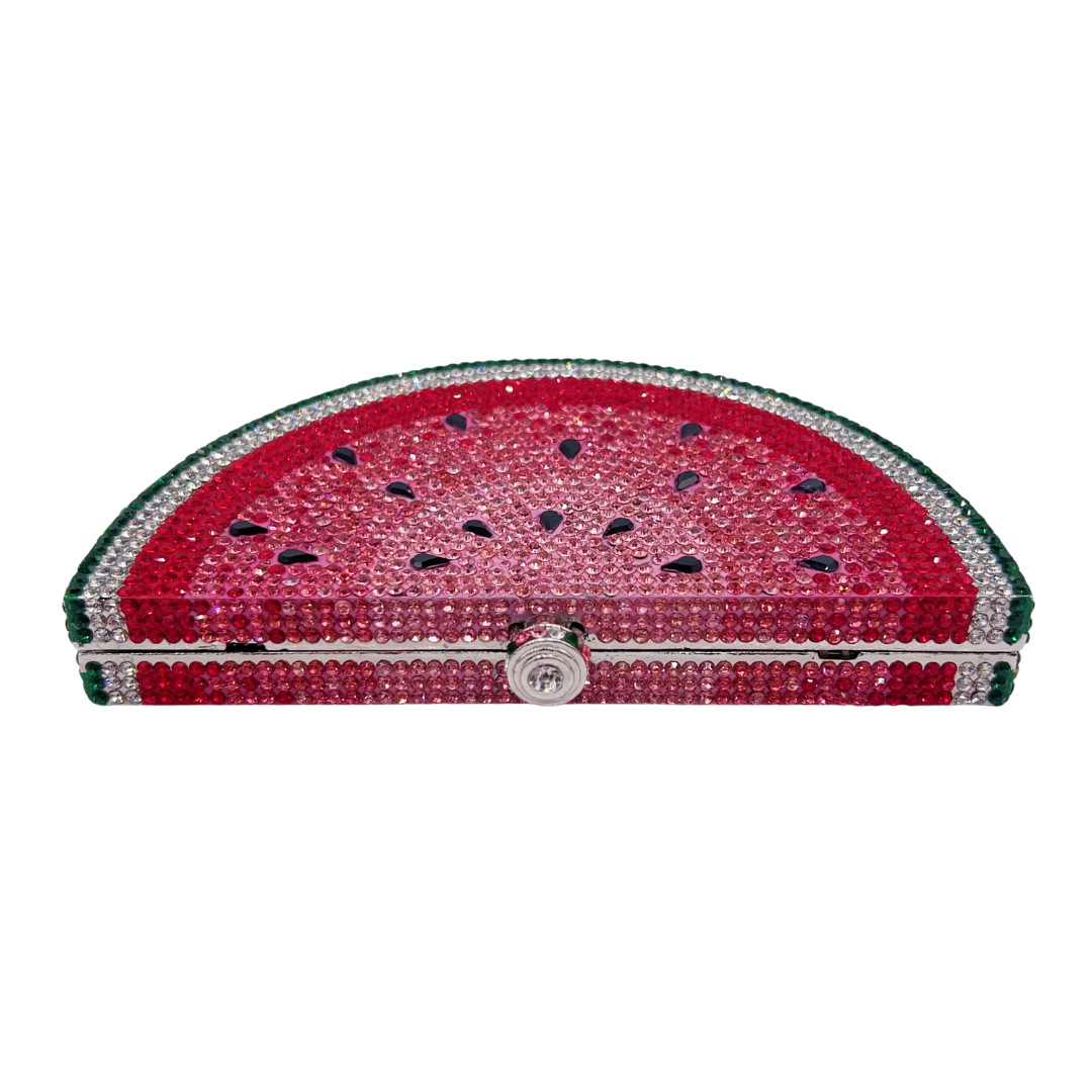 Clutch nữ đính đá dạ hội phong cách châu Âu, tay cầm tiện lợi — màu đỏ chi tiết 2