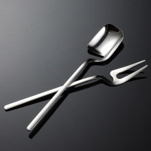 埃恩304不锈钢水果叉勺创意挂杯甜品西餐具月饼叉礼品儿童041弯口