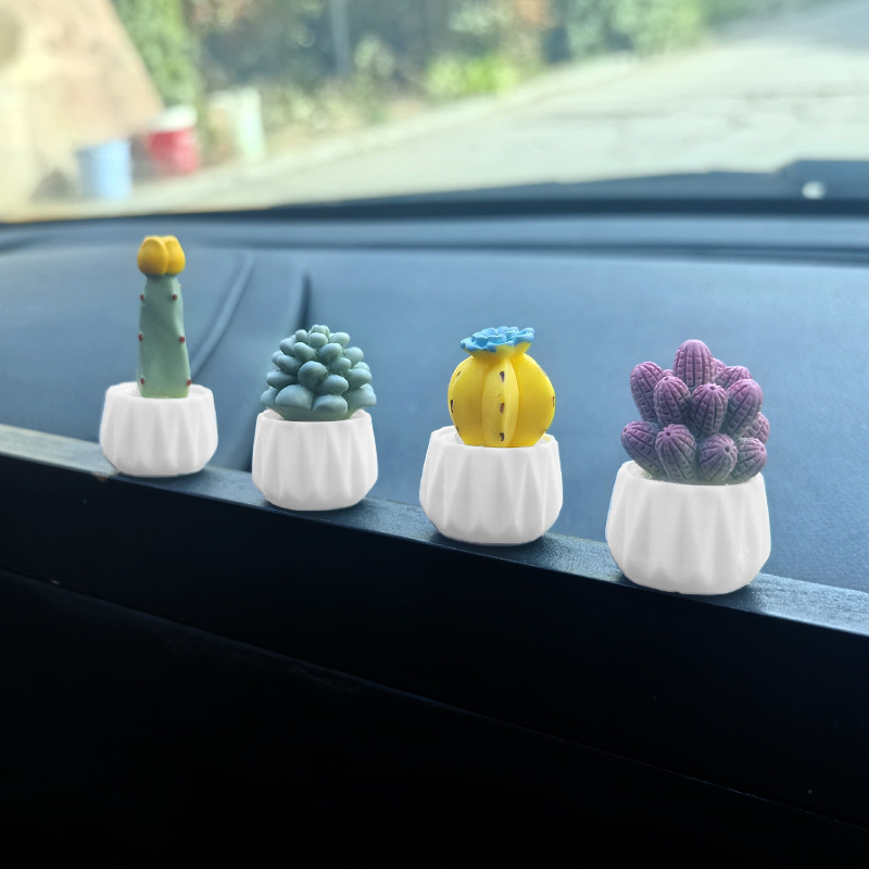 Cartoon net net net cactus suculento interior de coche pequeños accesorios decoración de coche consola central de coche decoración de coche