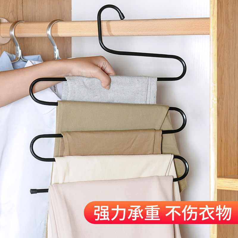 Multi-funcional antideslizante pantalones de rack de 5 capas ropa rack pantalones colgantes bufanda corbata bufanda de seda de almacenamiento percha ropa del hogar percha