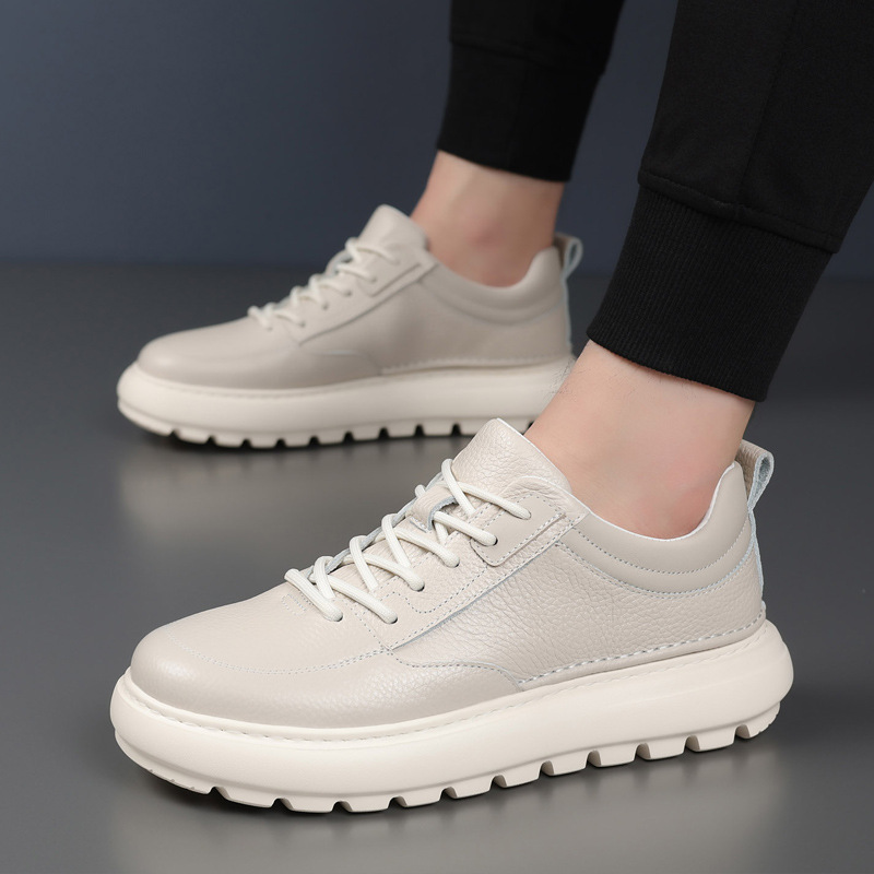 Otoño y invierno de la capa superior de piel de vaca nuevos zapatos casuales de hombre zapatos transpirables de cuero con suela gruesa zapatos de cuero de hombre zapatos de hombre