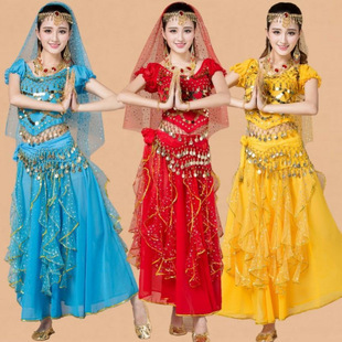 Indian Dance Performance Costumes, Xinjiang Dance Adult Ethnic Style Performance Costumes, Belly Dance Costumes, Colorful Dot Skirts, Dance Suits