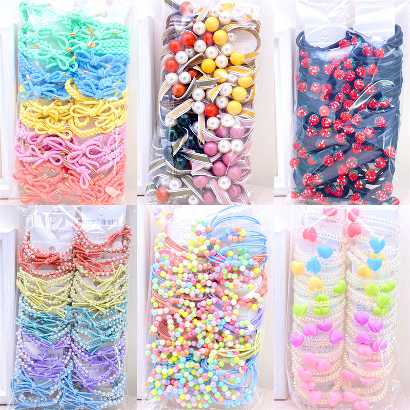 Tarjeta de color caramelo tejido banda de pelo cuerda de pelo chica simple banda de goma del todo-fósforo de alta elástico durable accesorios para el cabello tocado 2 yuanes