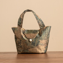 厂家香云纱盖碗茶杯收纳包千里江山手提包户外茶具收纳袋精致布包