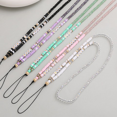 弋戀新款跨境彩色軟陶亞克力手機鏈時尚水晶LOVE手機鏈女防丟掛繩