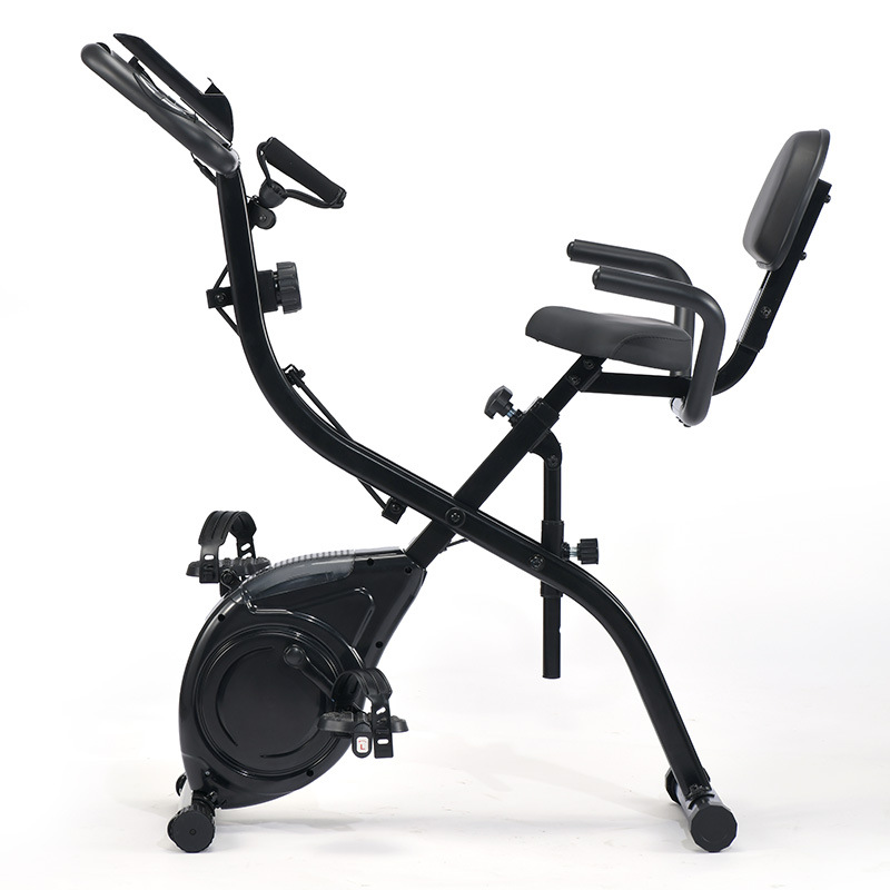 X-bike fitness bike casero magnetrón silencioso plegable con pantalla LCD de frecuencia cardíaca alto respaldo equipo de fitness