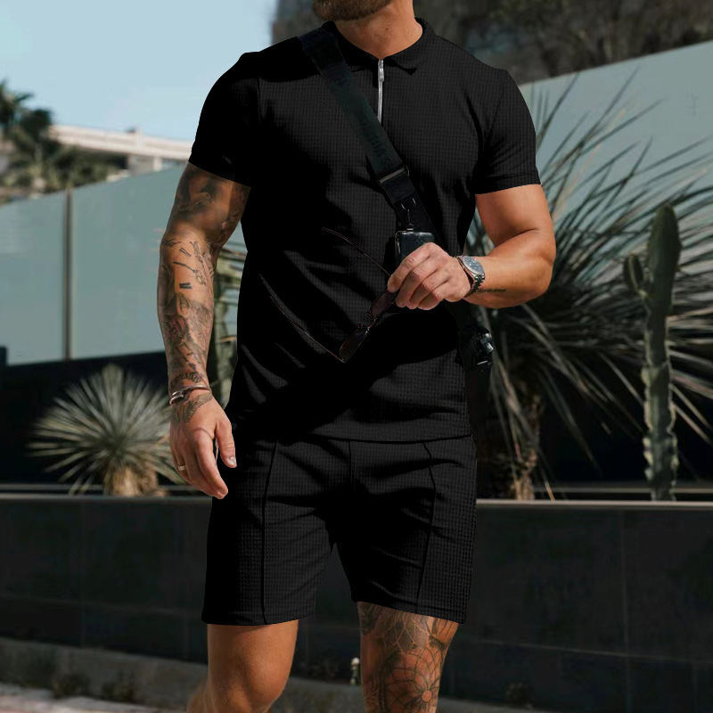 455g Weight Short Sleeve Sleeve Length Polyester Fabric Type Shorts Sets Sets Type 2 Pieces Set Quantity Casual, Daily, Sports Occasion Turndown Neckline Regular Fit Fit Type Solid Color Pattern Summer Season Men's Gender Basic Style Men's Solid Color Basic Turndown Short Sleeve Regular Fit Men's Sets 10