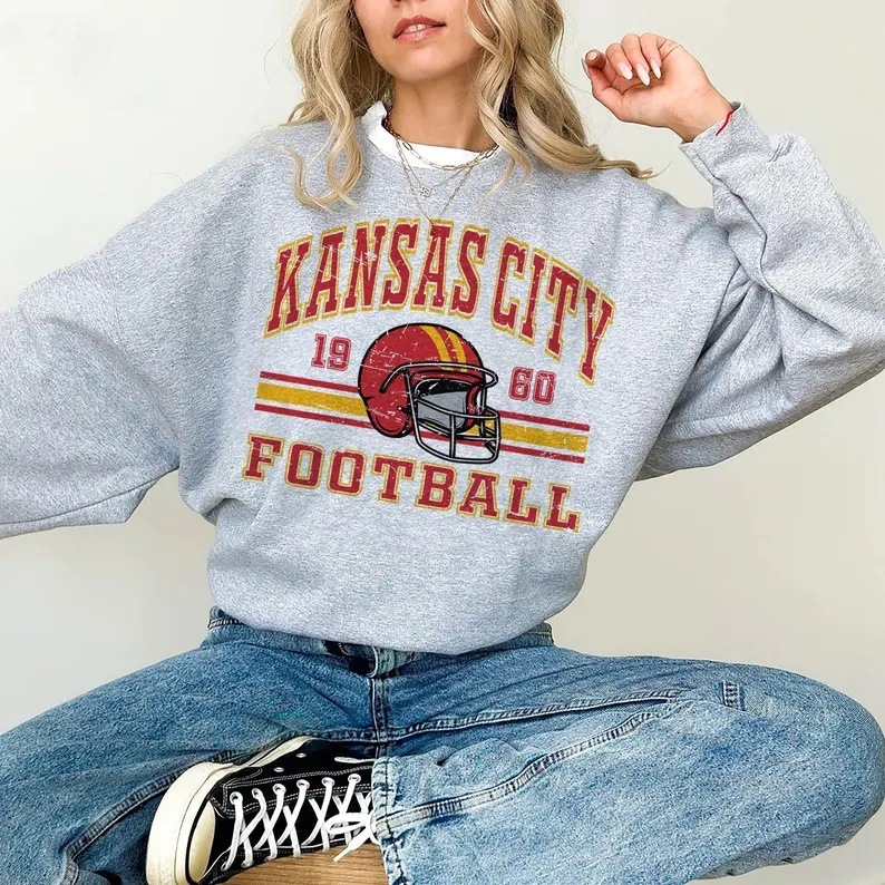 Kansas City Chiefs Sweatshirt Autumn Winter Women's Casual Long Sleeve Crew Neck Printed Pullover_voghion.com