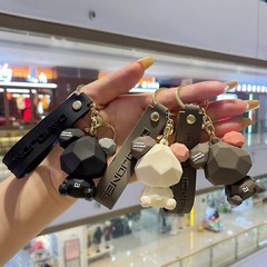创意切面小熊车钥匙扣精致可爱卡通公仔情侣书包挂件钥匙链小礼品