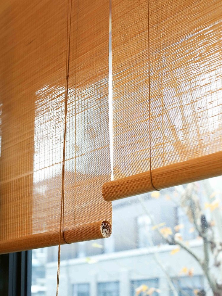 Ultra-Fine Wool Silk Bamboo Curtain Roller Blinds Door Curtain Partition Decoration Punch-Free Balcony Tea Room Chinese Zen Living Room