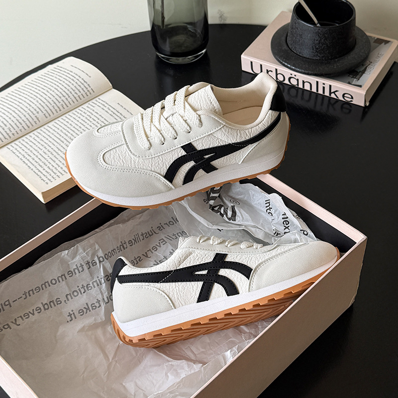 Lazos de moda retro Gump zapatos de otoño 2025 nuevos zapatos blancos casuales de mujer transpirables zapatos deportivos de entrenamiento