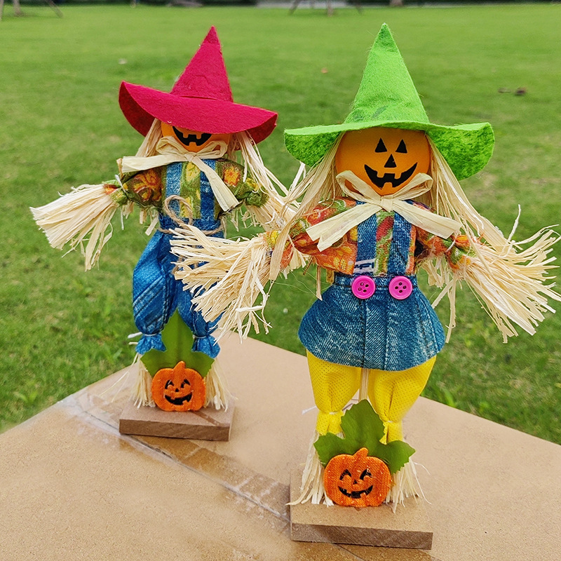 ハロウィーン国境を越えた小さな置物呪術師カボチャ幽霊かかし飾り道具人形公仔魔女鬼節|undefined