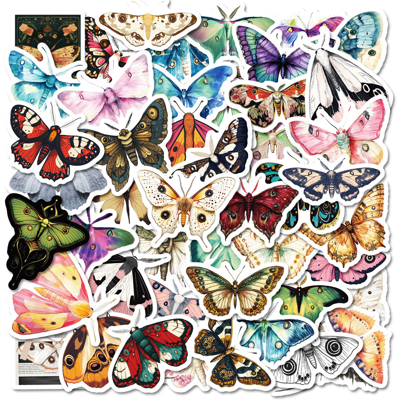 50 pieces of retro butterfly aesthetic creative graffiti stickers mobile phone shell hand book material self-adhesive waterproof decorative stickers