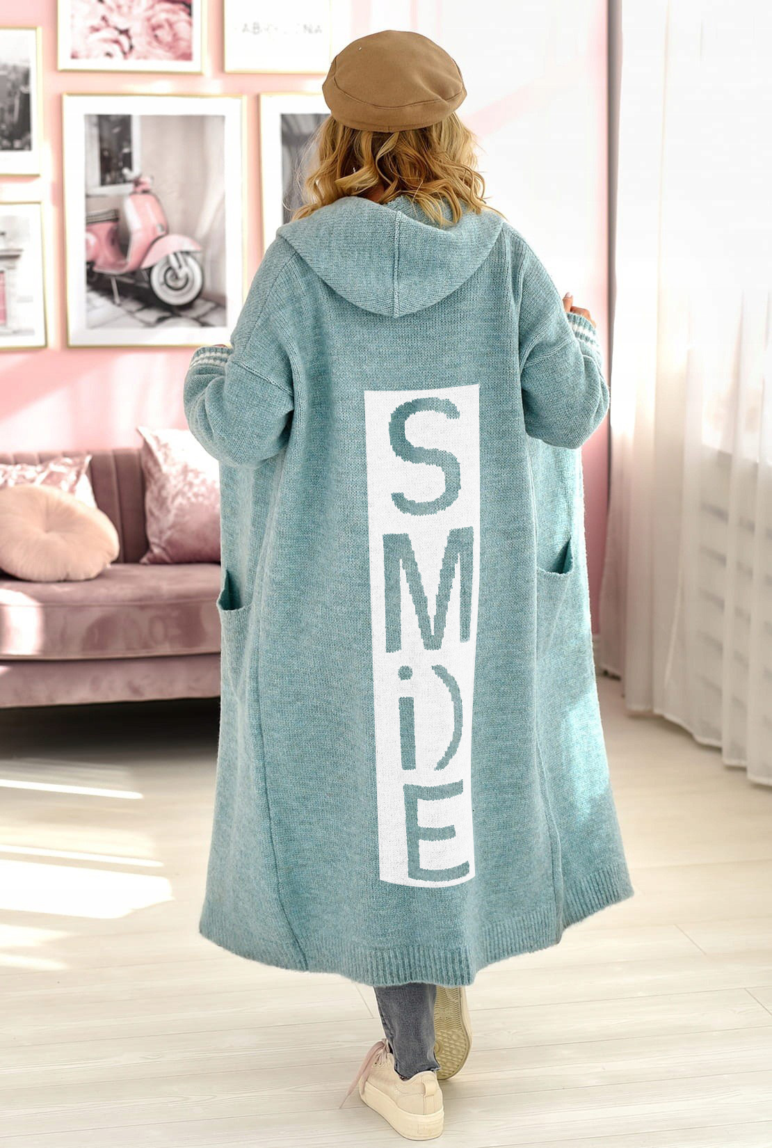 Women's Clothing new knitted sweater cardigan lazy style loose mid length coat_voghion.com
