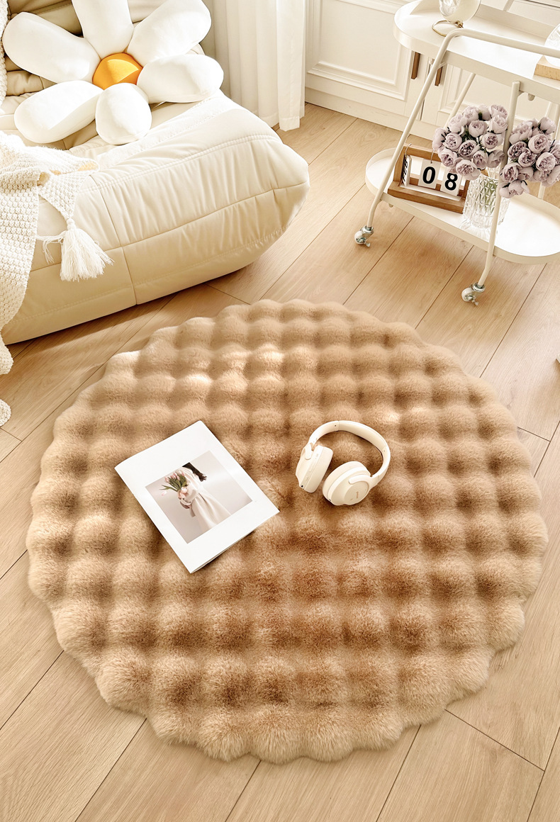 Cream Style Rabbit Plush Round Carpet Lazy Single Sofa Round Floor Mat Living Room Coffee Table Dressing Table Bedside Carpet