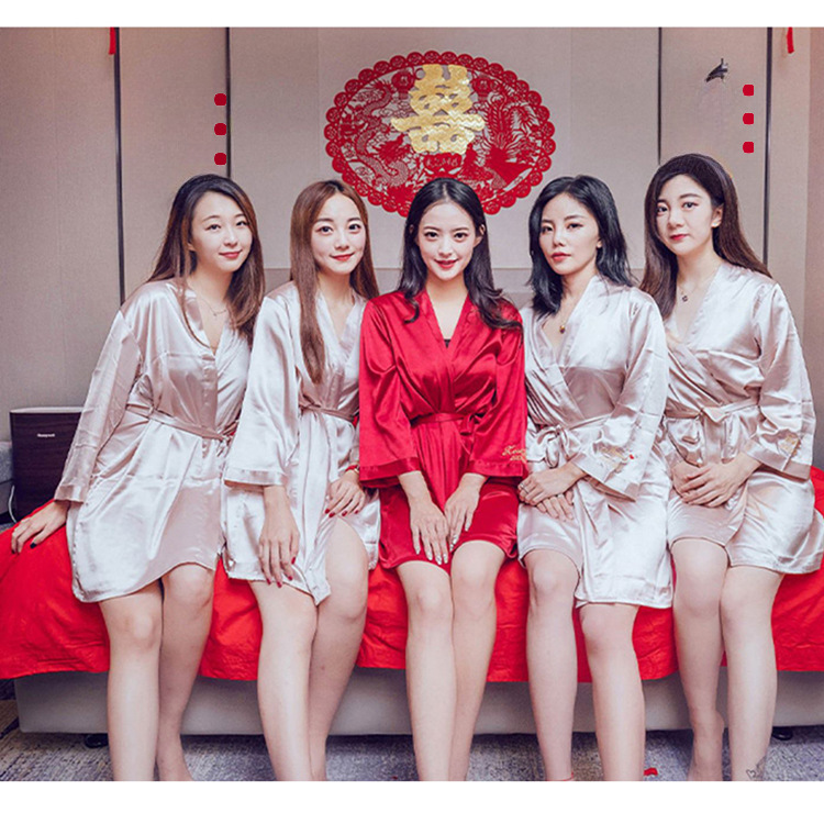 신부 가운, 가운, 여성 잠옷, 웨딩 메이크업, 신부 들러리 그룹, 웨딩 기모노, 가디건 목욕 가운, 긴팔 잠옷, 여성 가을