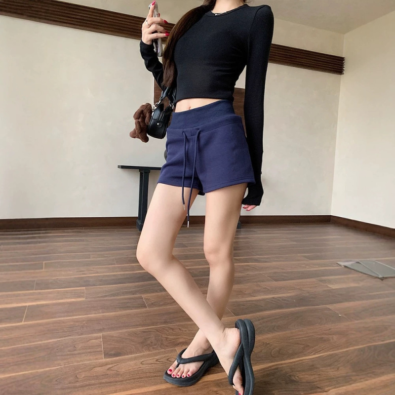 Royal Blue High-Waisted Drawstring Sports Pants Casual Pants for Women Summer Petite Versatile Slimming Shorts Hot Pants Straight-Leg Pants Royal Blue High-Waisted Drawstring Sports Pants Casual Pants for Women Summer Petite Versatile Slimming Shorts Hot Pants Straight-Leg Pants