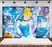 新款外贸灰姑娘白雪公主儿童生日舞会派对宝宝拍照摄影背景布道具