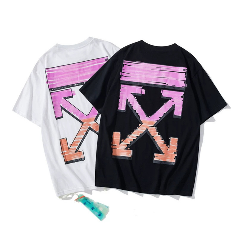 Ss26 Off-White Gradient Graffiti Arrow Print Short-Sleeve T-Shirt with Complete Labels, Unisex Ss26 Off-White Gradient Graffiti Arrow Print Short-Sleeve T-Shirt with Complete Labels, Unisex
