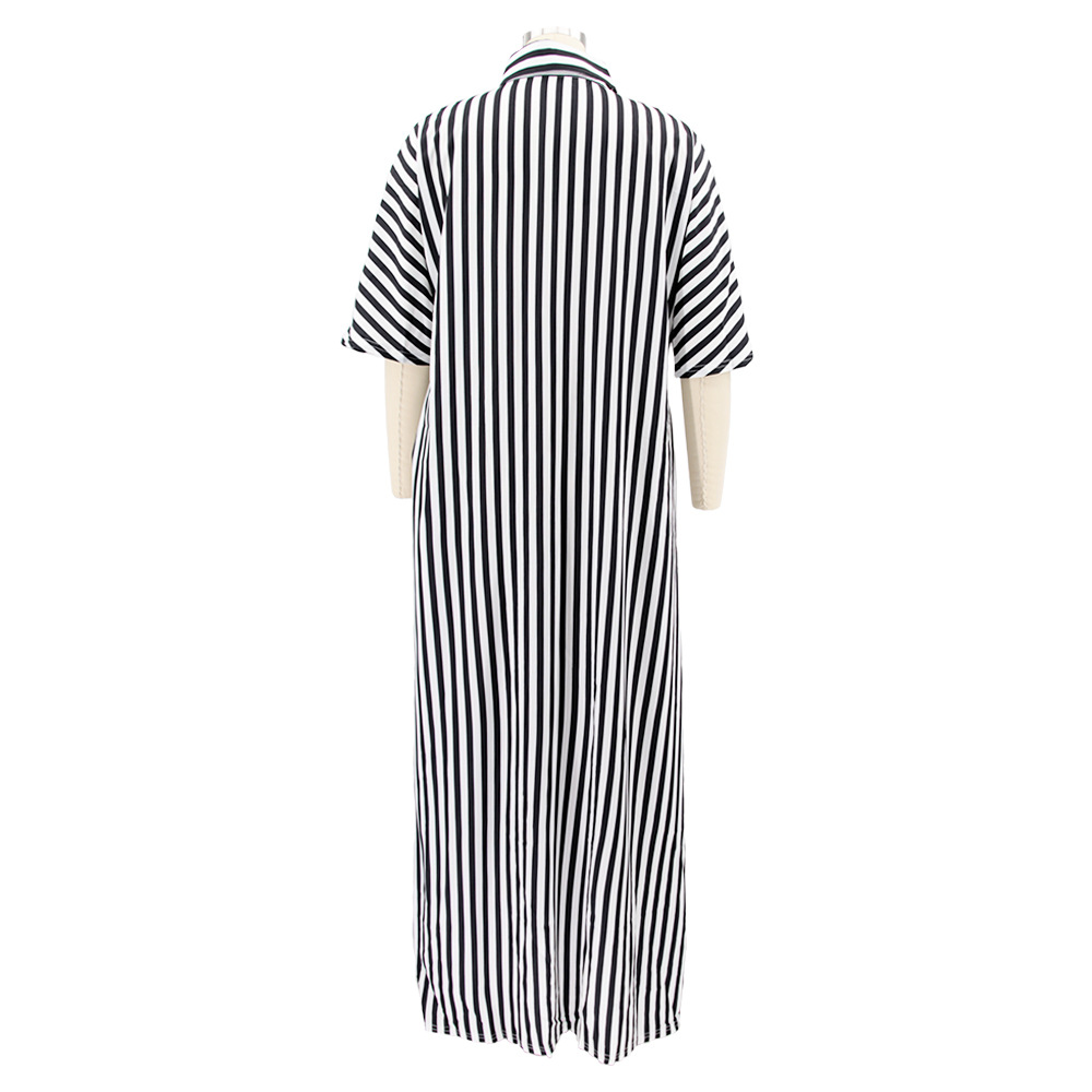 Women Clothing Striped Shirt Women Dress Split Dress French Dress