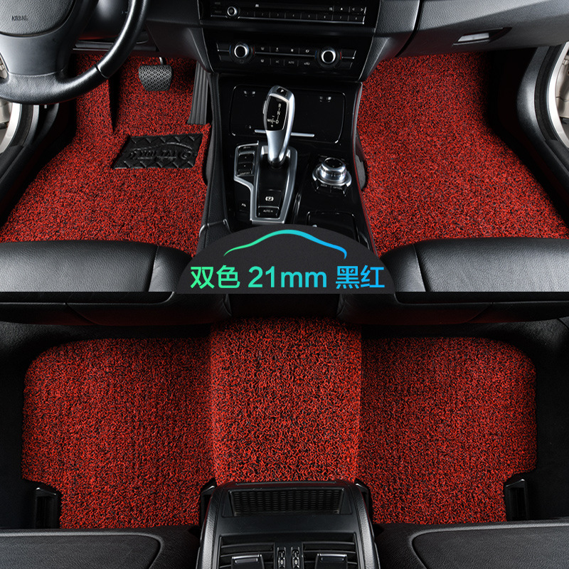 Car Carpet, Universal Floor Mats Easy - black-red-21mm-thick-full-set-five-seats-custom-note-car-model-year