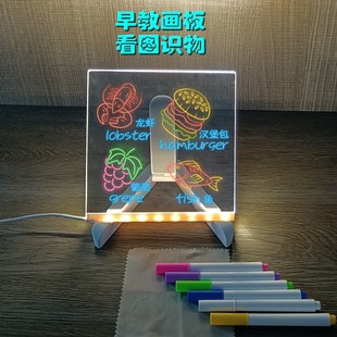 Foreign trade erasable fluorescent drawing board night market stall luminous acrylic hard board plug-in advertising transparent white board wholesale