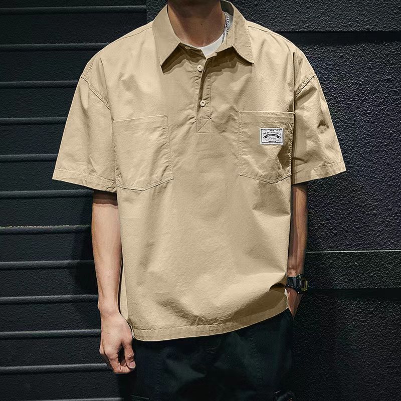 Workwear Men's Short-Sleeve T-Shirt Summer Loose Fit Thin Hong Kong Style Trendy Retro Shirt Jacket with Pockets Ins Workwear Men's Short-Sleeve T-Shirt Summer Loose Fit Thin Hong Kong Style Trendy Retro Shirt Jacket with Pockets Ins