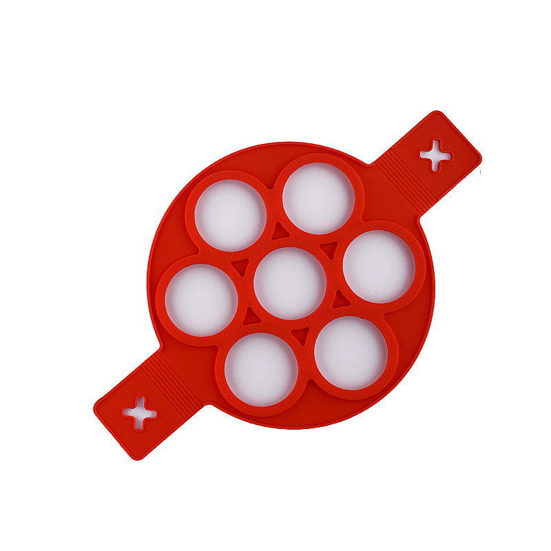厂家批发硅胶7孔煎蛋器烘焙模具手提煎饼器DIY多用途煎模可定制