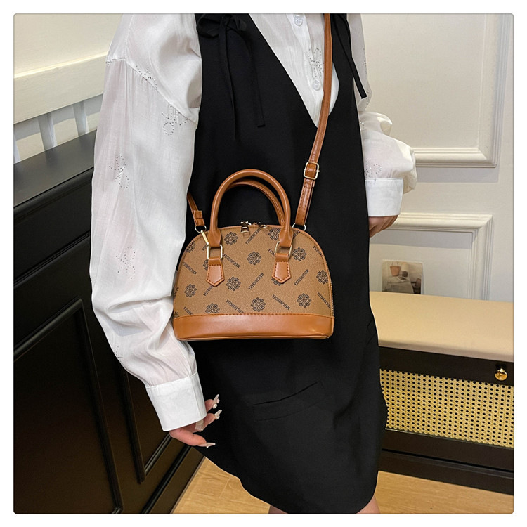 Zipper Closure Type Single Shoulder Strap Strap Type Women's PU Printing Elegant Vintage Style Shell Zipper Handbag Crossbody Bag
