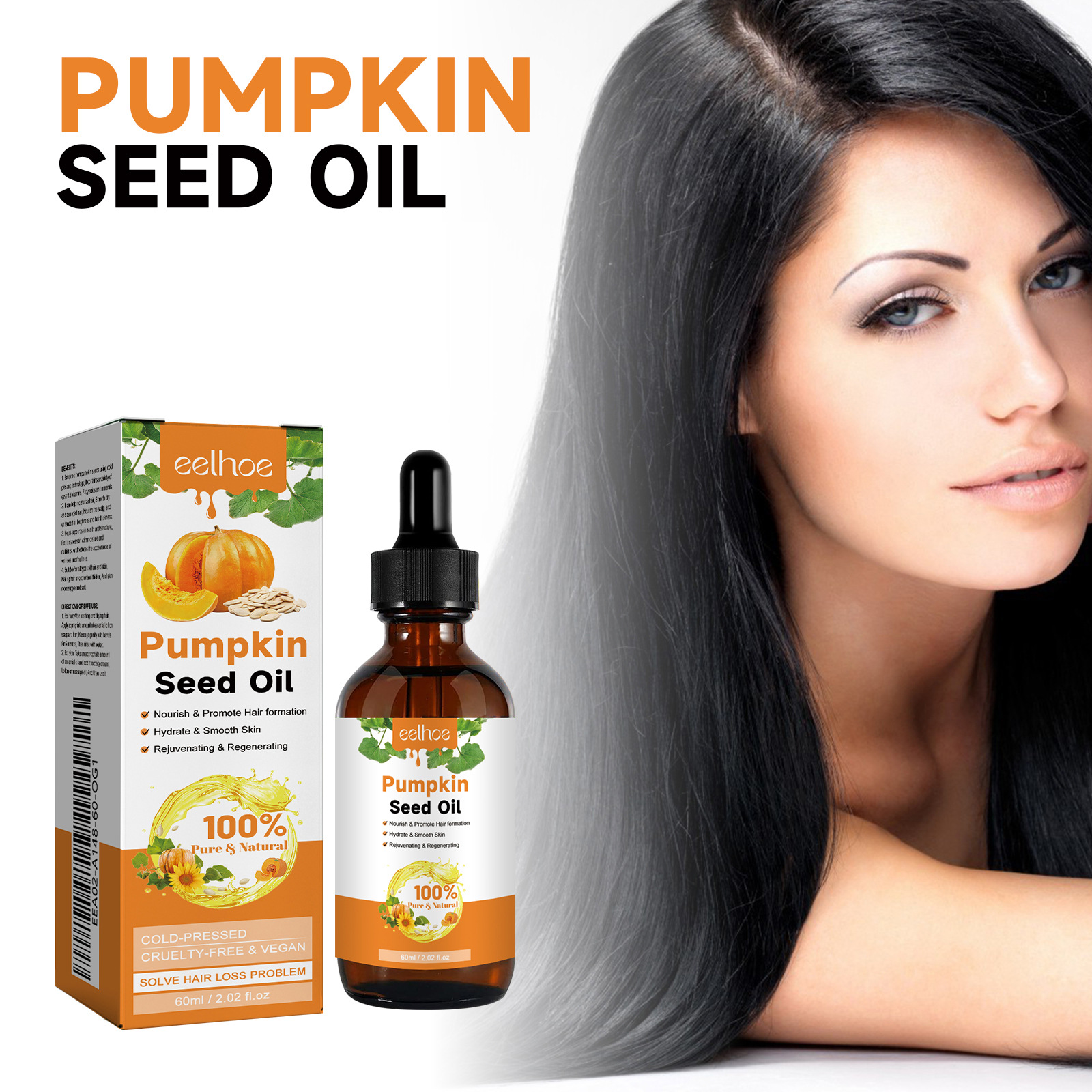 Eelhoe Pumpkin Seed Oil Daily Moisturizing Hair Care Smooth and Shiny Hair Refreshing Hair Shine Care Essential Oil