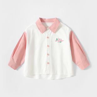 Children's Long-sleeved Shirt Spring and Autumn Pure Cotton Baby Clothes Girls' Shirt Spring Clothes Men's Heavy Western Style Top Spring Children's Clothes