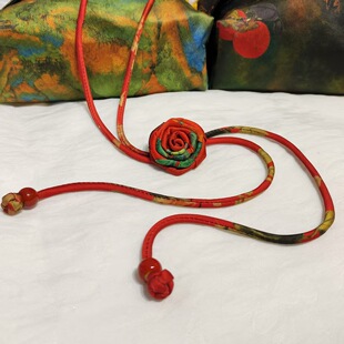 New Xiangyun Yarn Belt Accessories Rose Vintage Brooch Detachable Waist Rope Woolen Chain Necklace Multi-purpose Hanging