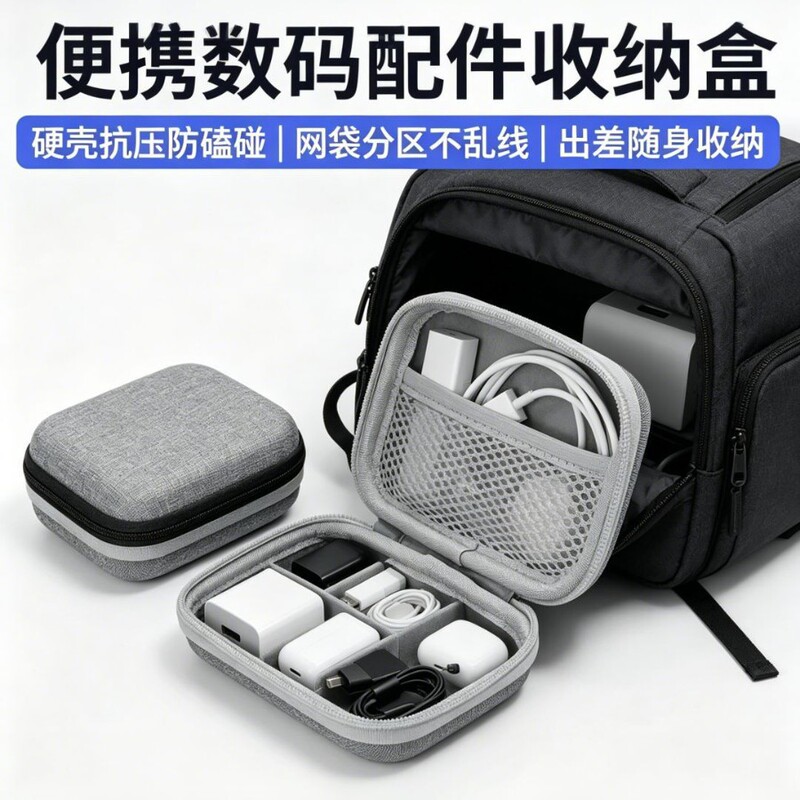Universal Multifunctional Digital Protective Storage Bag for Data Cables, Earphones, Hard Drives, Chargers, Portable Layered Storage