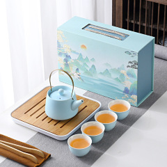贅沢な家庭用シンプルな色釉薬工夫茶器セット会社の活動ビジネスギフト工場はロゴを印刷することができる