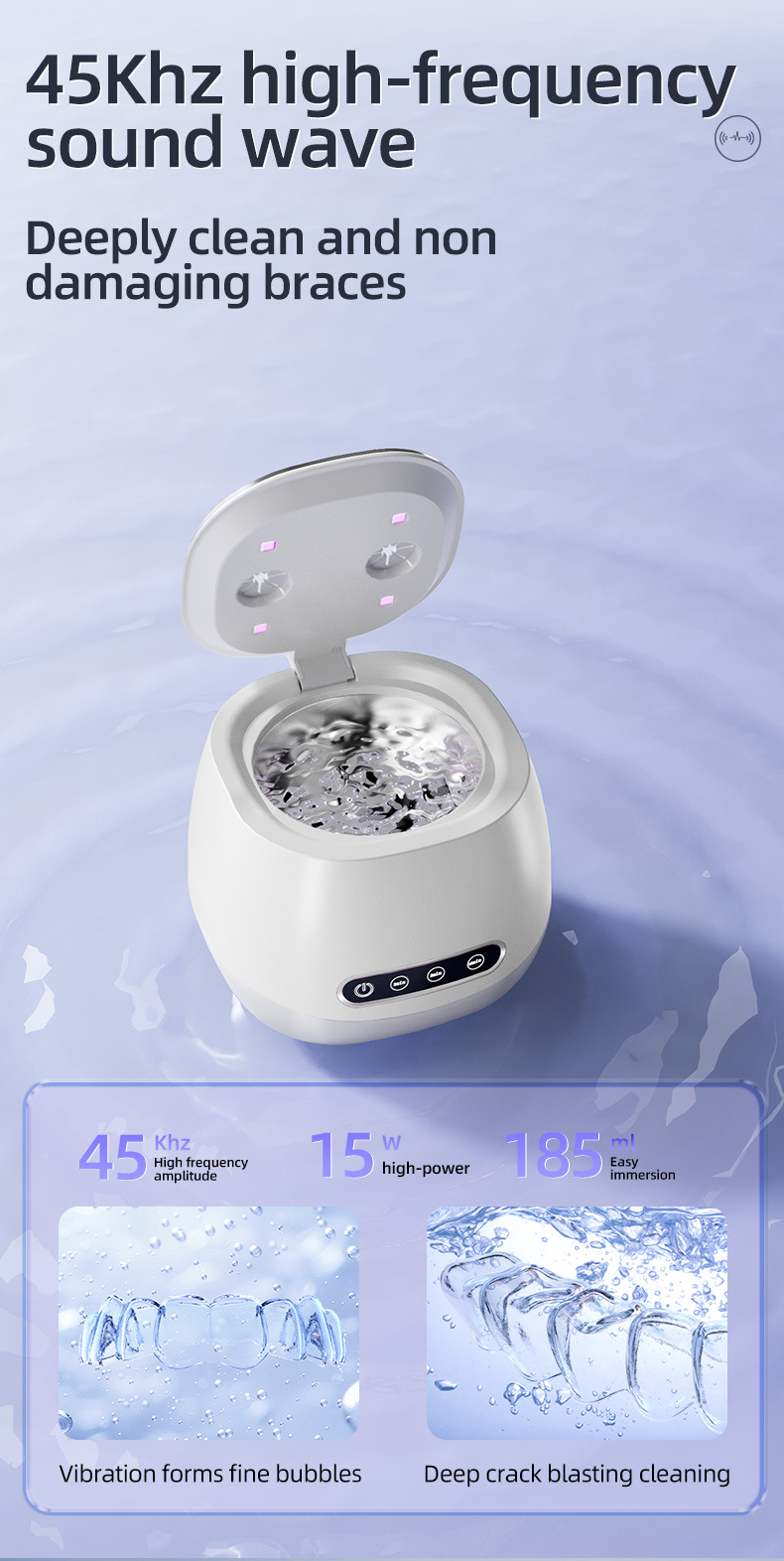 Portable Ultrasonic Retainer Cleaner with UV Light Sterilizer