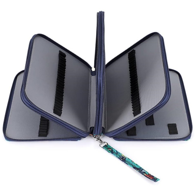 Bolsa de lápices multicolor con estampado de tela Oxford, bolsa de papelería para estudiantes, bolsa de lápices de almacenamiento de pintura artística con 200 agujeros, cremallera portátil