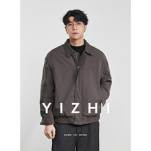 亦止【暗调构章】格纹拼接翻领棉服外套秋冬新款美式百搭工装夹克
