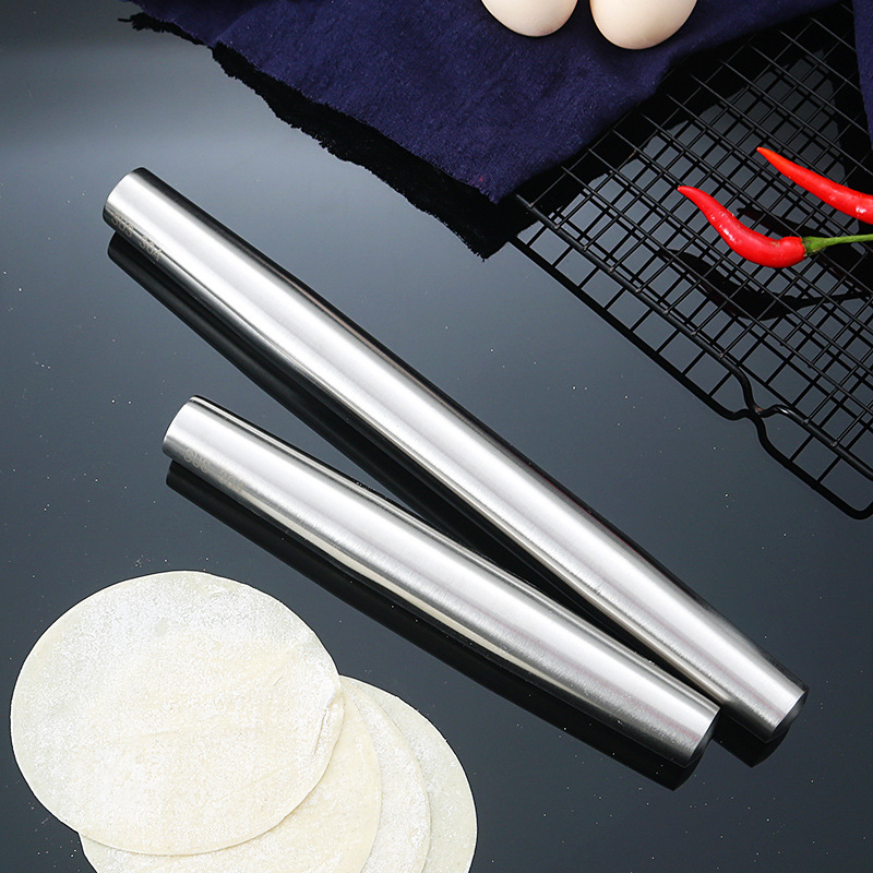 304 rodillo de acero inoxidable cocina hogar masa palo dumpling piel pizza masa palo harina palo herramienta para hornear