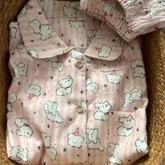 甜美卡通ins风条纹小狗睡衣女春秋季长袖长裤美少女家居服套装